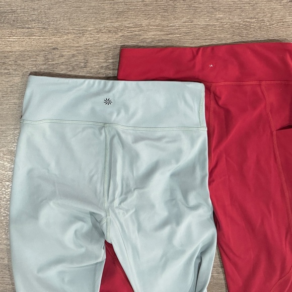 Athleta Girl Leggings XL 14 Youth Set of 2 Green Maroon/Red - Picture 3 of 6